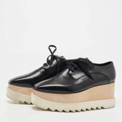Stella McCartney Black Faux Leather Elyse Platform Derby Sneakers Size 40