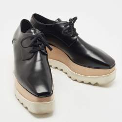 Stella McCartney Black Faux Leather Elyse Platform Derby Sneakers Size 40