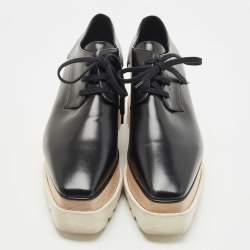 Stella McCartney Black Faux Leather Elyse Platform Derby Sneakers Size 40