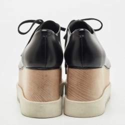Stella McCartney Black Faux Leather Elyse Platform Derby Sneakers Size 40