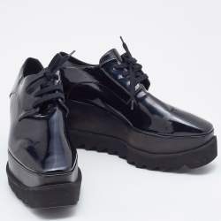 Pre Owned Stella McCartney Black Faux Patent Leather Elyse Platform Derby Size 40