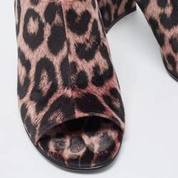 Stella McCartney Brown Leopard Printed Velvet Sabot Mules Size 38