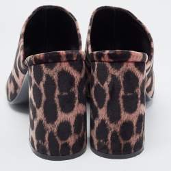 Stella McCartney Brown Leopard Printed Velvet Sabot Mules Size 38