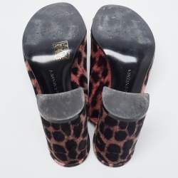 Stella McCartney Brown Leopard Printed Velvet Sabot Mules Size 38