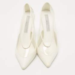 Pre Owned Stella McCartney White Faux Leather And PVC Pointed Toe Pumps Size 38