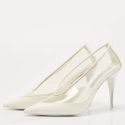 Pre Owned Stella McCartney White Faux Leather And PVC Pointed Toe Pumps Size 38