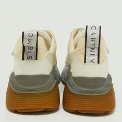 مملوكة مسبقًا Stella McCartney Cream/White Faux Suede and Faux Leather Eclypse Velcro Strap Sneakers Size 40