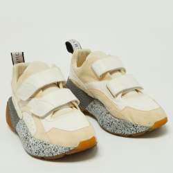 مملوكة مسبقًا Stella McCartney Cream/White Faux Suede and Faux Leather Eclypse Velcro Strap Sneakers Size 40
