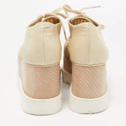 Pre Owned Stella McCartney Two Tone Faux Leather Canyon Wicker Elyse Platform Derby Sneakers Size 38.5