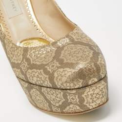 Pre Owned Stella McCartney Metallic Brocade Fabric Platform Pumps Size 38.5