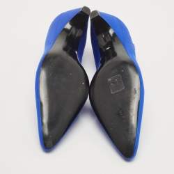 Pre Owned Stella McCartney Blue Satin Hemy Bow Ankle Tie Pumps Size 39