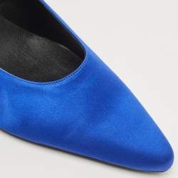 Pre Owned Stella McCartney Blue Satin Hemy Bow Ankle Tie Pumps Size 39