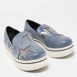 Stella McCartney Blue Faux Leather Binx Star Sneakers Size 36