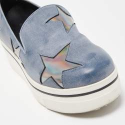 Stella McCartney Blue Faux Leather Binx Star Sneakers Size 36