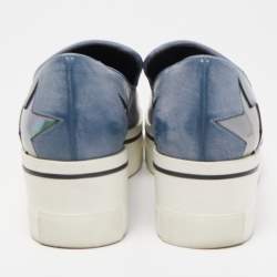 Stella McCartney Blue Faux Leather Binx Star Sneakers Size 36
