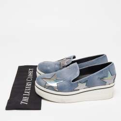 Stella McCartney Blue Faux Leather Binx Star Sneakers Size 36