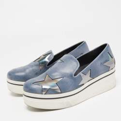 Stella McCartney Blue Faux Leather Binx Star Sneakers Size 36