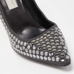 Pre Owned Stella McCartney Grey Studded Faux Suede Pointed Toe Pumps Size 38
