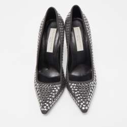 Pre Owned Stella McCartney Grey Studded Faux Suede Pointed Toe Pumps Size 38