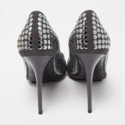 Pre Owned Stella McCartney Grey Studded Faux Suede Pointed Toe Pumps Size 38