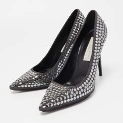 Pre Owned Stella McCartney Grey Studded Faux Suede Pointed Toe Pumps Size 38