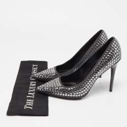 Pre Owned Stella McCartney Grey Studded Faux Suede Pointed Toe Pumps Size 38