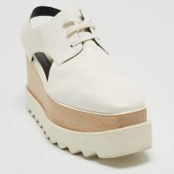 Pre Owned Stella McCartney White Faux Leather Elyse Cut Out Sneakers Size 36.5