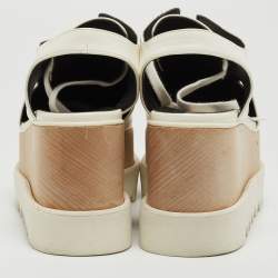 Pre Owned Stella McCartney White Faux Leather Elyse Cut Out Sneakers Size 36.5