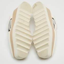 Pre Owned Stella McCartney White Faux Leather Elyse Cut Out Sneakers Size 36.5