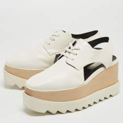 Pre Owned Stella McCartney White Faux Leather Elyse Cut Out Sneakers Size 36.5
