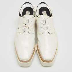 Pre Owned Stella McCartney White Faux Leather Elyse Cut Out Sneakers Size 36.5