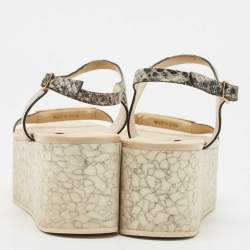 Stella McCartney Black/White Faux Python Embossed Leather Geena Sandals Size 36