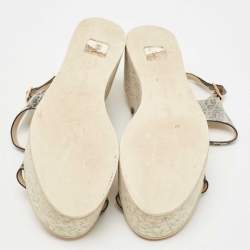 Stella McCartney Black/White Faux Python Embossed Leather Geena Sandals Size 36