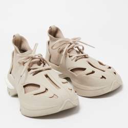 Stella Mccartney For Adidas Beige Fabric and Rubber Athletic Low Top Sneakers Size 39.5