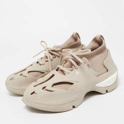 Stella Mccartney For Adidas Beige Fabric and Rubber Athletic Low Top Sneakers Size 39.5