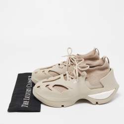 Stella Mccartney For Adidas Beige Fabric and Rubber Athletic Low Top Sneakers Size 39.5