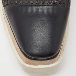 Pre Owned Stella McCartney Black Woven Faux Leather Elyse Platform Derby Size 38.5