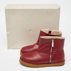 Pre Owned Stella McCartney Burgundy Faux Leather Ankle Boots Size 39