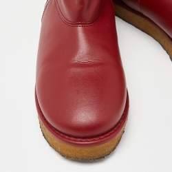 Pre Owned Stella McCartney Burgundy Faux Leather Ankle Boots Size 39