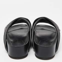 Pre Owned Stella McCartney Black/White Faux Leather Vesta Slide Slippers Size 41