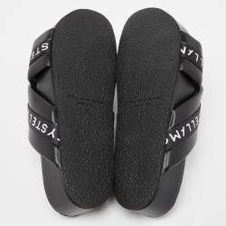 Pre Owned Stella McCartney Black/White Faux Leather Vesta Slide Slippers Size 41