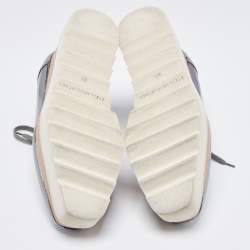 Pre Owned Stella McCartney Sliver Faux Leather Elyse Platform Derby Sneakers Size 36.5