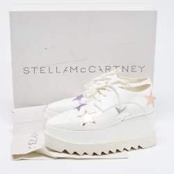Pre Owned Stella McCartney White Faux Leather Elyse Star Platform Derby Sneakers Size 38