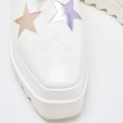 Pre Owned Stella McCartney White Faux Leather Elyse Star Platform Derby Sneakers Size 38
