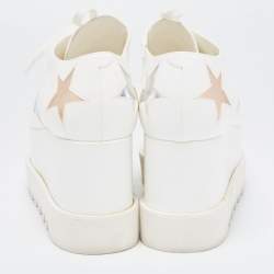 Pre Owned Stella McCartney White Faux Leather Elyse Star Platform Derby Sneakers Size 38
