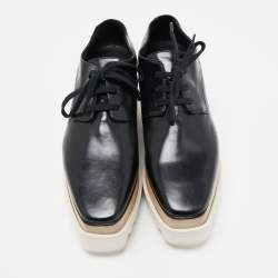 Pre Owned Stella McCartney Black Faux Leather Elyse Sneakers Size 36