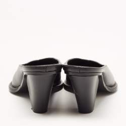 Pre Owned Stella McCartney Black Faux Leather Pointed Toe Mules Size 37.5