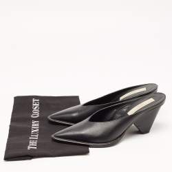 Pre Owned Stella McCartney Black Faux Leather Pointed Toe Mules Size 37.5