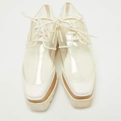 Pre Owned Stella McCartney Off White Faux Leather and PVC Elyse Platform Derby Sneakers Size 38