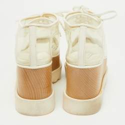 Pre Owned Stella McCartney Off White Faux Leather and PVC Elyse Platform Derby Sneakers Size 38